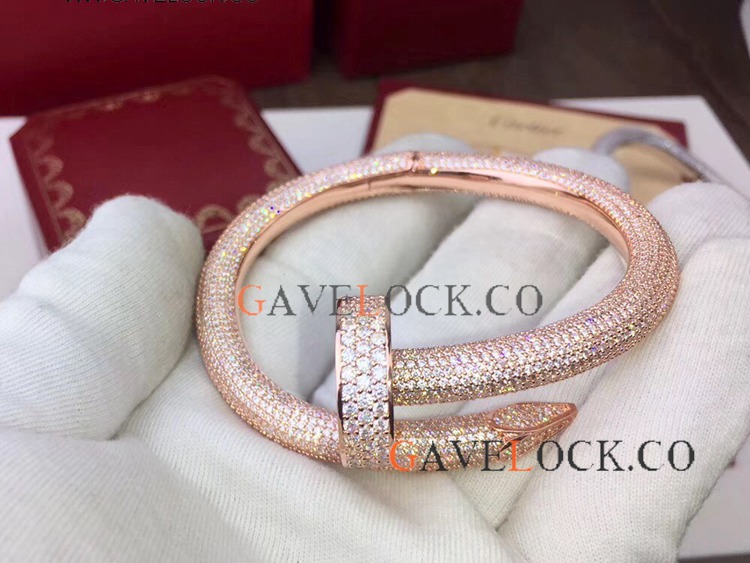 Copy Cartier Just Un Clou Bracelet Cartier Nail Bracelet Iced Out Rose Gold